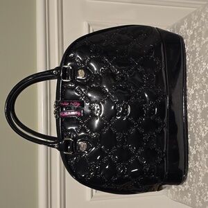 Loungefly Hello Kitty Black Patent Large Dome Satchel Purse with Pink Interior